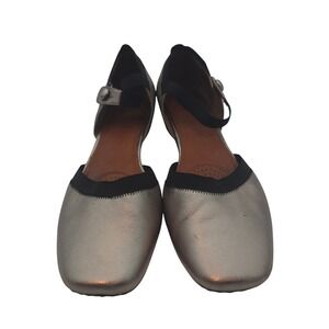 Gentle Souls Size 11M Silver‎ Leather Mary Jane Comfort Wedge Shoes Metallic